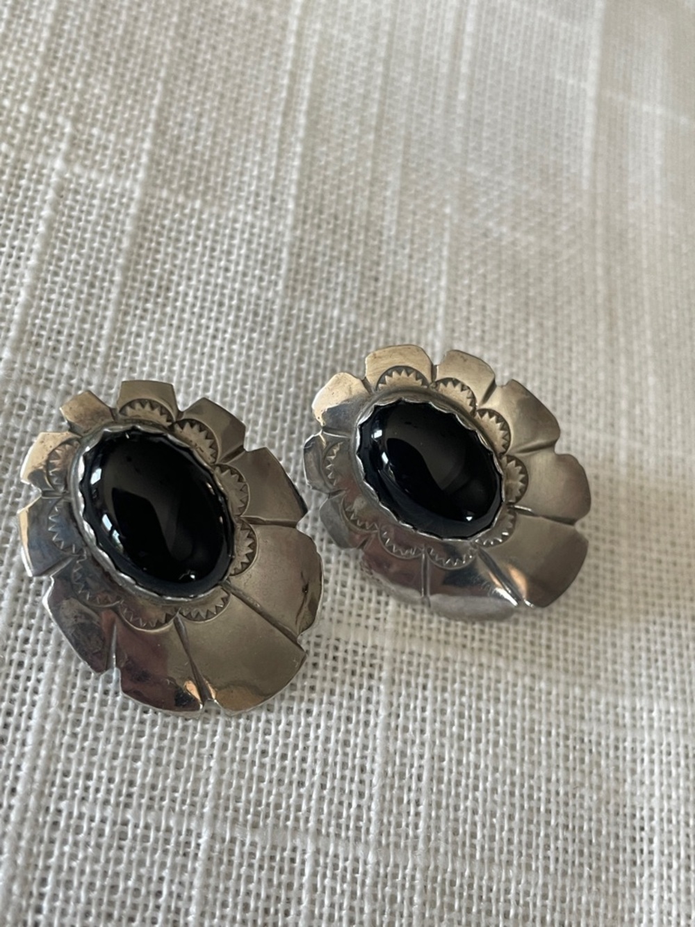 Sterling and black onyx earrings